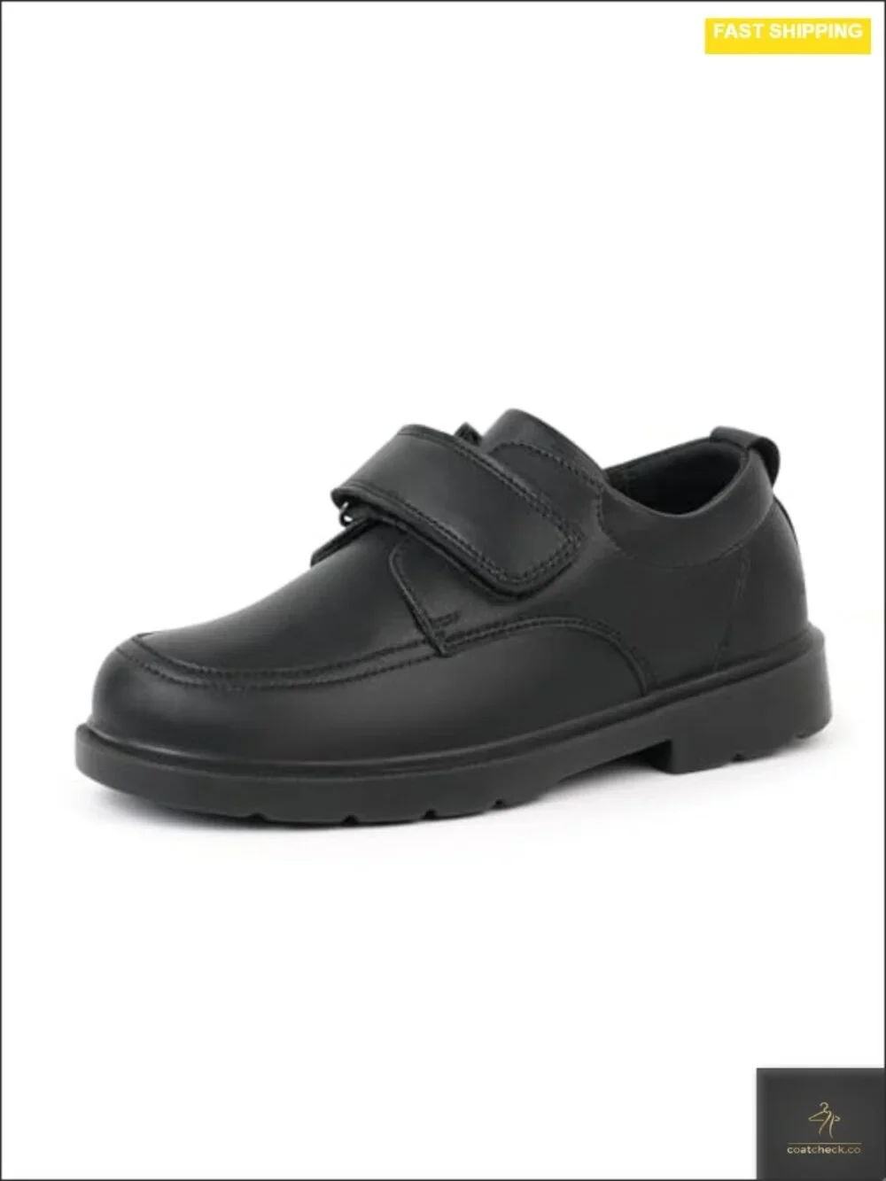 Boys School Uniform Loafers with Hook and Loop Strap - Lightweight Dress Shoes